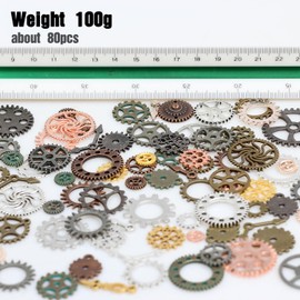 stino 100 G Steampunk Gear Metal Charms for Jewelry Making, Bulk Silver & Gold, for Bracelet, Necklace, Earrings DIY Crafts (Gear Silver & Bronze Glod)