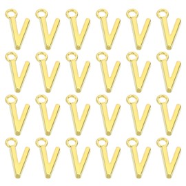 PATIKIL Letter Charm, 50 Pcs Alphabet Charm Initial Pendant Charm Bulk Cute DIY for Jewelry Making Bracelets Earrings Necklace Keychains Crafts, Golden, V