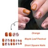 Fall Press on Nails Square Short, LPOODDNU Maple Leaf Press