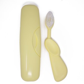 RADIUS Toothbrush Original Big Brush, BPA Free ADA Accepted - Right Hand - Lemon Yellow Brush with Lemon Yellow Case