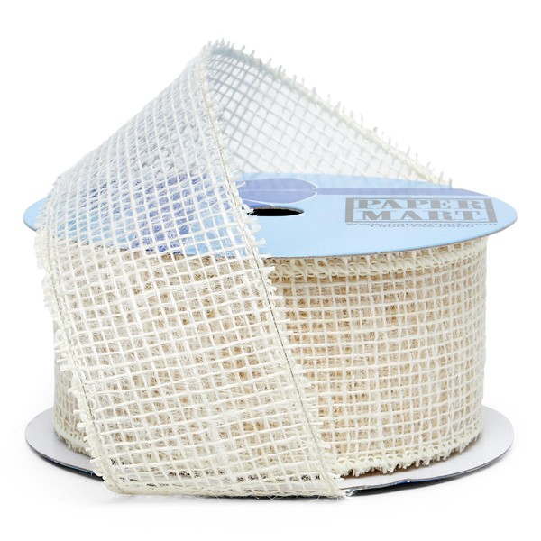2 1/2" X 10 Yards Burlap Wired Ribbon - Ivory