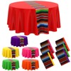 Oudain 6 Pcs Fiesta Tablecloth 84 Inch Plastic Tablecover Waterproof