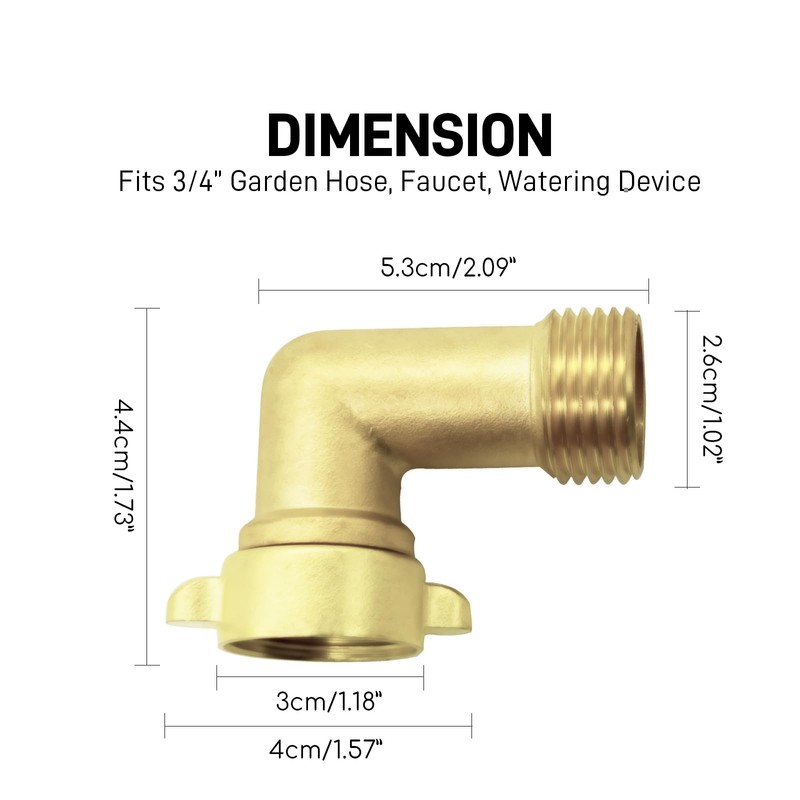 ZHONGCHENG-VALVE 90 Degree Garden Hose Elbow, 4 Pack 3/4"" Brass