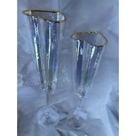 Unbranded Heart Shaped Wine Glass With Gold Rims Set Of 2