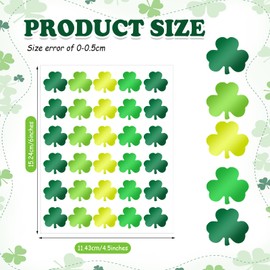Sayglossy 600 Pcs Shamrock Metallic Foil Sticker St. Patrick's Day Shamrock Stickers Green Clover Stickers Irish Shamrock Label Self-Adhesive Stickers for Irish Holiday Party Box Cards Seal Envelopes
