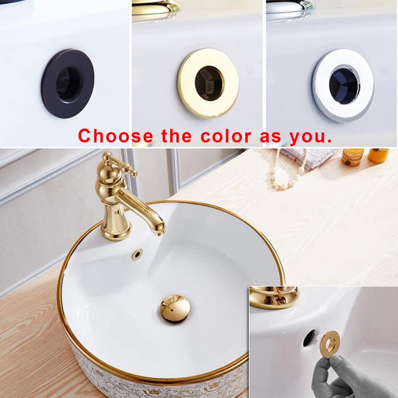 2Pcs Sink Overflow Cover, Sink Trim Overflow Ring, Round Caps