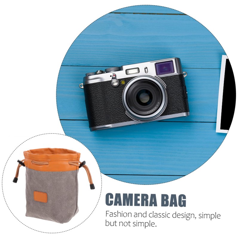 CIYODO 1Pc Portable Camera Lens Storage Bag Grey Medium Organizer