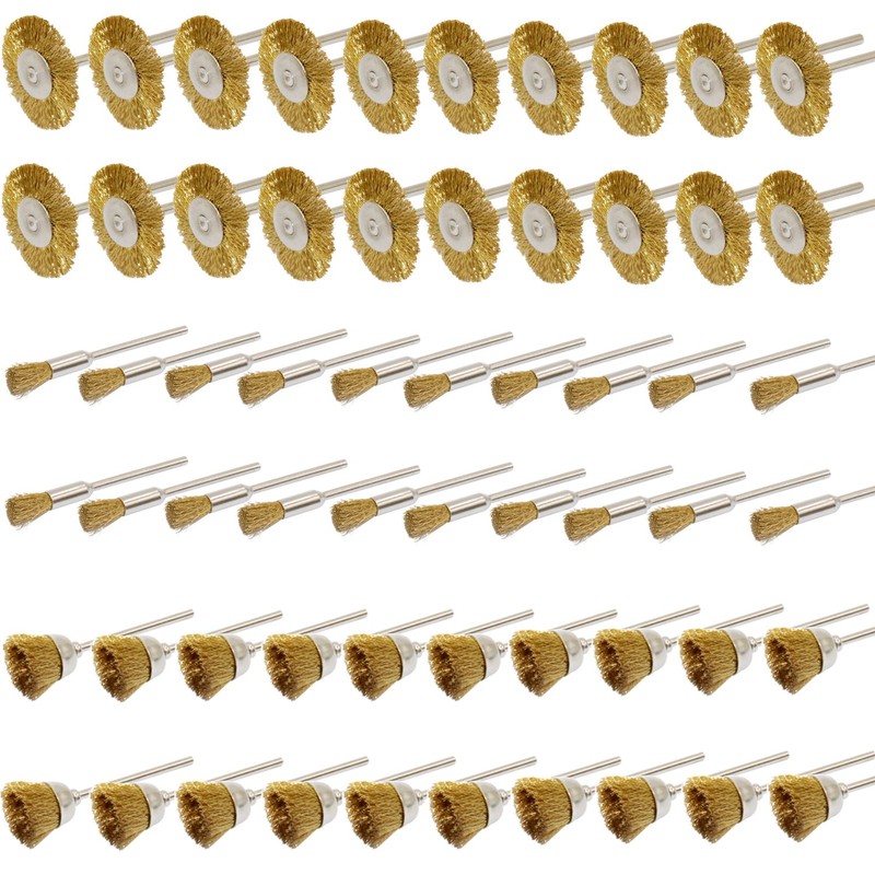 Yasumai 60PC Brass Wire Wheel Brushes Set Kit Accessories for