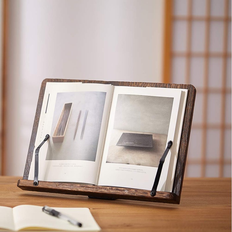SINOBEST Book Stand with Page Clips, Foldable Reading Rest Holder,
