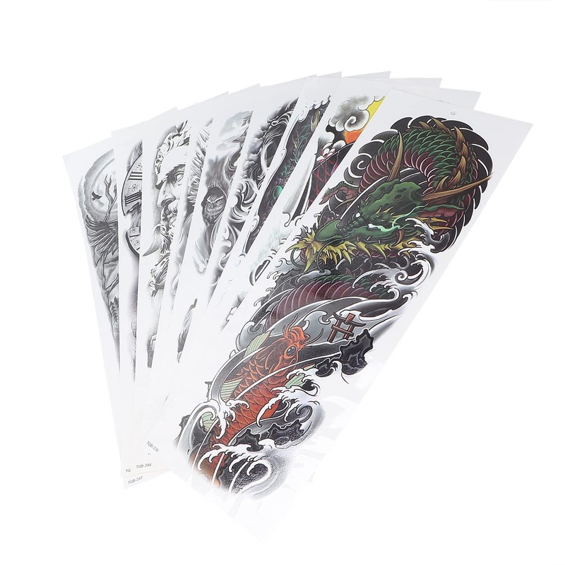 9 x Full Arm Tattoos - Waterproof Temporary Tattoo Stickers