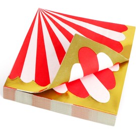 PARTY GO Servietten Geburtstag 33x33cm 40 Stück, Servietten Rot Zirkus-Thema Einweg Papierservietten für Deko Geburtstag, Partys, karneval, Kinderparty Tischdeko, Rot und Weiß Gestreift