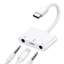 [Live Broadcasting] Type-C Compatible, Smartphone Distribution, Earphone Conversion Adapter, 60W Rapid Charging, Simultaneous Connection, 3.5mm Microphone/Earphone Compatible, Music Adjustment, Call