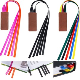 Outus 3 Pieces Bible Ribbon Bookmark Markers Artificial Leather Bookmark with Colorful Ribbons for Books(Simple Style,Retro Colors Ribbon)