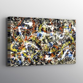 Jackson Pollock - Convergence Famous Print Wall Art Canvas. Printed Smooth Surface Home Decor - Various Sizes (24in x 18in Gallery Wrapped)