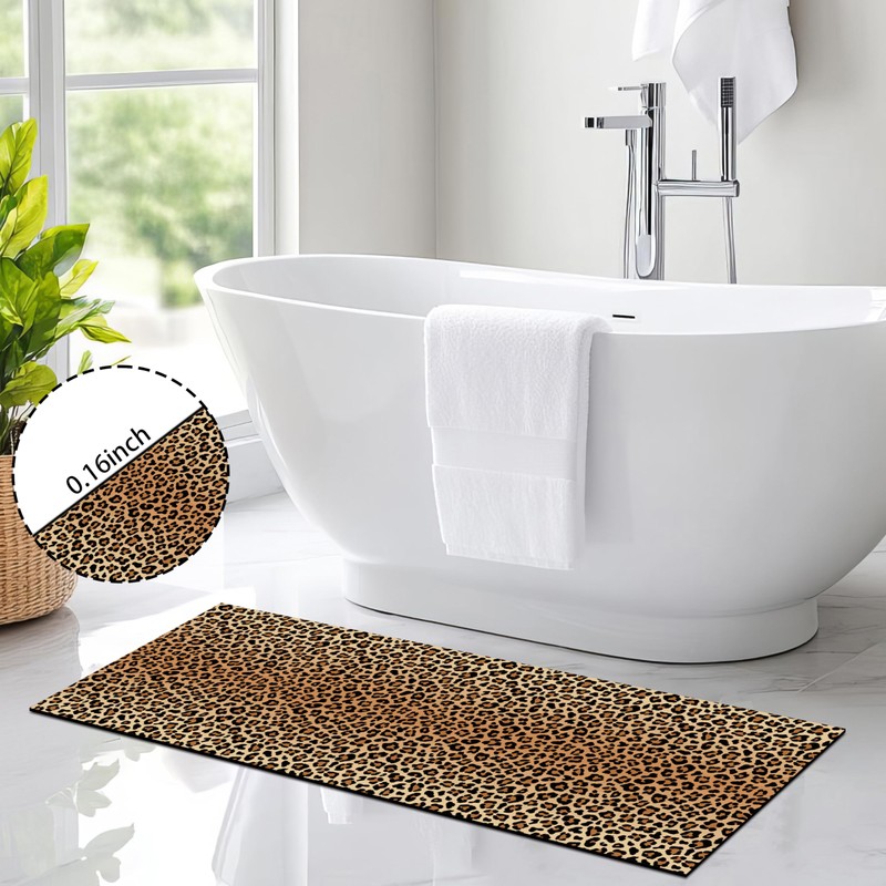 FNLNDO Leopard Bathroom Rugs 17"x 47" Long Bath Rugs Cheetah