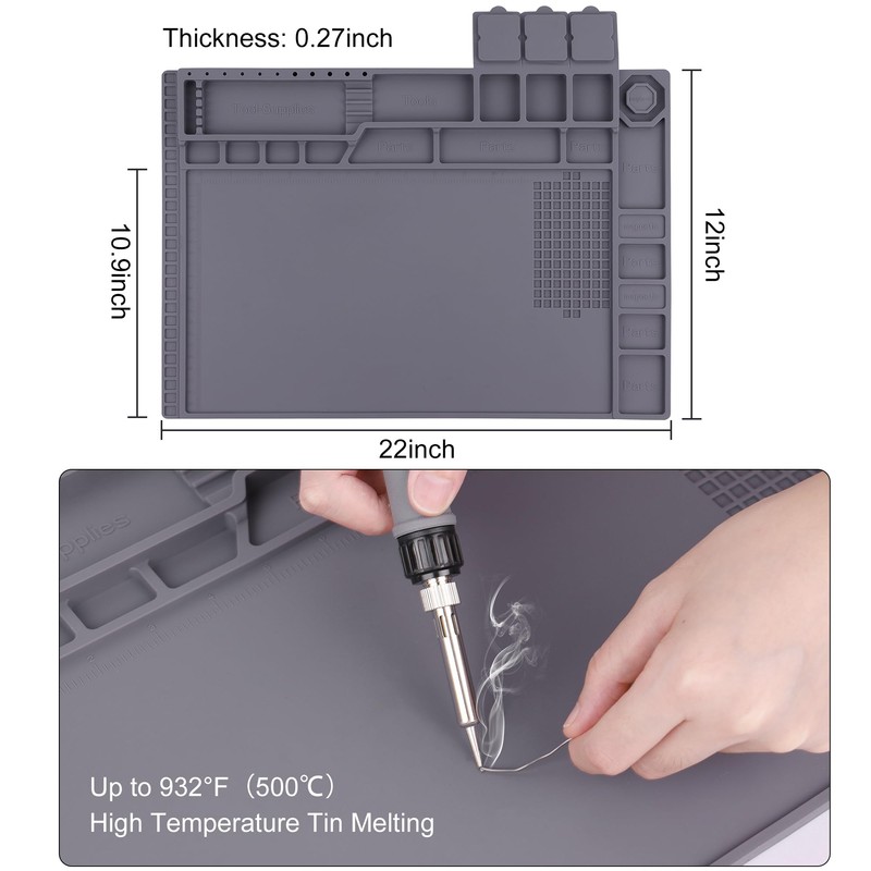 Premium Heat Resistant 932°F Magnetic Soldering Mat, 17.3'' x 11.8''