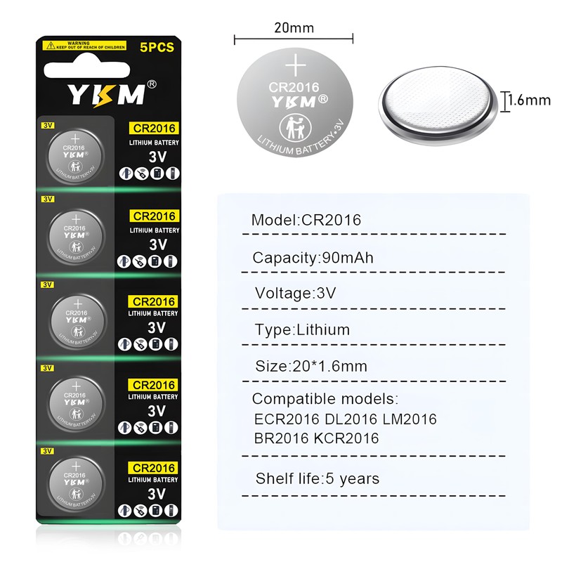 YKM 10 Pack CR2016 Battery CR 2016 3V Lithium Battery