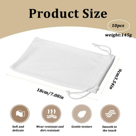 ZOWEXIQ Pack of 10 Soft Microfibre Glasses Case, Sunglasses Bag, Glasses Case, Flat Glasses Case, Protective Case, Portable Sunglasses Case, Glasses Bag (Beige)