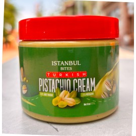 Istanbul Bites Pistachio Cream Spread | 8oz-225 gr Jar | Perfect for Dubai Chocolate Bar | Vegan, Gluten-Free, Non-GMO | Turkish Gourmet Paste for Dubai Chocolate Bar And Desserts, Breakfast & More 25% Real Pistachio