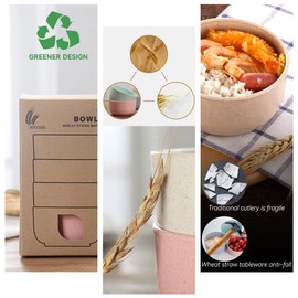 Wheat Straw Bowls 14oz Set of 4 - Unbreakable Cereal and Salad Bowl for Kids and Adults - Eco-Friendly Bowls for Snack, Soup and Dessert - Microwave & Dishwasher Safe