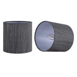 Aspen Creative 31202, Hardback Drum Contemporary Design Chandelier Clip-On Shade, Dark Silver Grey Burlap Textured Fabric, 5" Top x 5" Bottom x 5" Height