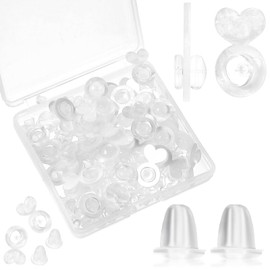 Clear Silicone Earring Backs Heart Silicone Earring Lifter for Heavy Ear Ring Support Backs, Rubber Lifters for Big Studs Replacements, 32 + 200PCS
