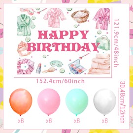 LaVenty SPA Party Backdrop Balloons for Pajama Party Birthday Decoration Slumber Sleepover Party Favor Girls Party Supplies