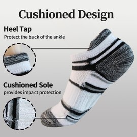 BIOAUM Womens Cotton Ankle Anti-blister Thick Cushioned Wicking Odor Resist Athletic Running Socks 5 Pairs