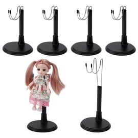 FINGERINSPIRE 6 Sets Height-Adjustable U Type Action Figures Base Display Stand 9.9 x 8.8 x 13.5 cm Stainless Steel Doll Stand with Black Plastic Bases Removable Holder Support Base for Models