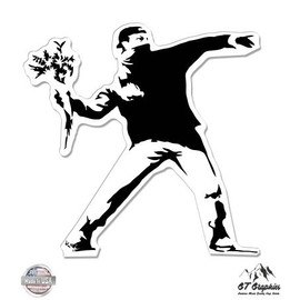 GT Graphics Banksy Flower Thrower - Vinyl Sticker Waterproof Decal