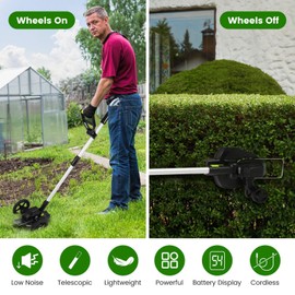 Electric Cordless Weed Wacker, 21V Weed Eater Battery Powered Cordless Lawn Trimmer Grass Edger with 3 Types of Blades, Lightweight Brush Cutter for Garden Yard