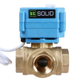 U.S. Solid 3/4" 3 Way Brass Motorized Ball Valve 110-230VAC, L Type Water Shutoff Valve with Manual Function, Standard Port, NOT for Drinking Water