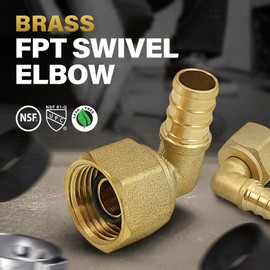 Supply Giant QGTM3434-OM 3/4'' Swivel Elbow x FIP DZR Brass Construction, Barb, Compatible w/PEX Pipe, Low-Cost Plumbing Connection System & Durability, 31