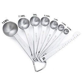 Vivi Bakie Measuring Spoons, Set of 4/8, Stainless Steel, Thick, Condiment and Liquid Spoons Set, Compact, Convenient Storage (Set of 8)