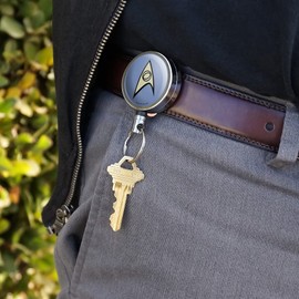 Star Trek Science Shield Heavy Duty Metal Retractable Reel ID Badge Key Card Tag Holder with Belt Clip