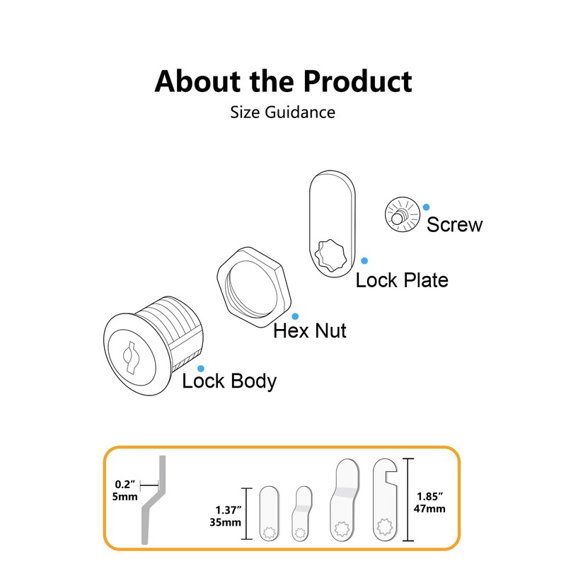 Bicafa 3 Packs Cabinets Locks with Keys, Keyed Alike Cam