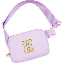 Uygafly Gifts for Girls 3 4 5 6 7 8 9 10 11 12 Year Old Teens Kids Daughter Sister Her - Fanny Pack Crossbody Bag Cute Stuff for Girls Teen Trendy Belt Bags | Initial White H,Lavender Bag