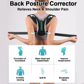 Back Straightener Posture Corrector for Men and Women, Breathable Anti Hunchback Upper and Back Brace, Adjustable Straightening Belt Support for Back, Shoulder and Neck (Small)