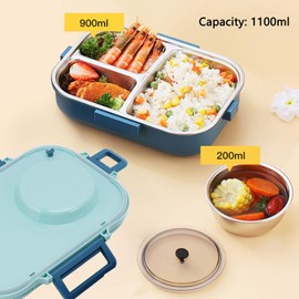 Pissente -Lunchbox, Thermo-Lunchbox aus Edelstahl 304 mit Löffel, Essstäbchen und Suppenschüssel, Doppelschichtig, 3 Fächer, Lebensmittelaufbewahrung,
