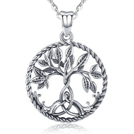 Tree of Life Necklace, Sterling Silver 925, Tree of Life Pendant Chain for Women, Tree of Life Jewellery, Gifts for Women, Girls, Mum, Silver, No Gemstone