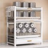 FAQINZYUAN Kitchen Countertop Dish Storage Cabinet with Drawers,4-Layer Dust-Proof Dish