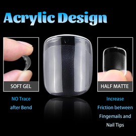 Lifextol 504PC Gel X Nail Tips Square XS Fake Nails Short Acrylic Nails Tips for Press on Nails, 12 Sizes Soft Gel Nail Tips Full Cover Clear Nail Tips Artificial Fingernails False Nails Extension