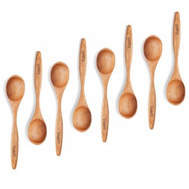 DAPEL 8-Piece Small Wooden Spoon Set – 6 Inchs Tiny Wood Stirring Spoons, Bamboo Table Spoons for Stirring, and Utensils Set, Honey Spoons for Tea, Hardwood Teaspoons for Coffee