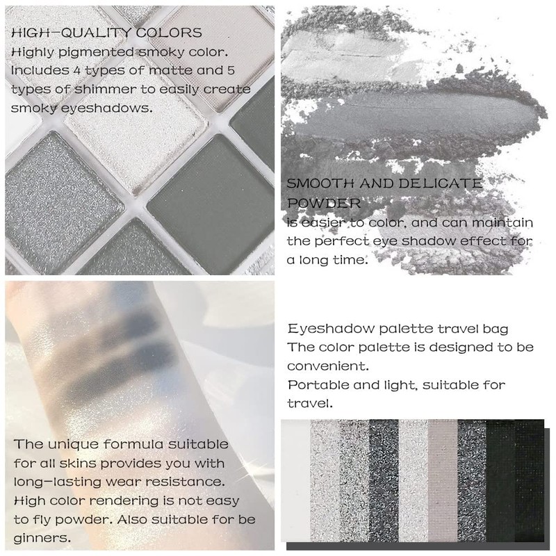 Mini 9 Cool Shades Eyeshadow Palette Black Smokey Matte Glitter