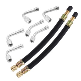 X AUTOHAUX 8pcs Tire Valve Stem Extension 2 Flexible Dual Valve Stem Extender Pipe 7.1" 6 Multi Degree 45 90 135 Adapter for Car Truck Motorcycle Bike Trailer RV