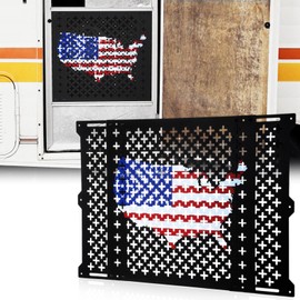 Gisafai 18 Inch High Adjustable RV Door Screen Protector Adjusts from 21''- 31.5'' Aluminum RV Entry Screen Door Grille Alloy Screen Door Grill Screen Defender for RV Door, Black