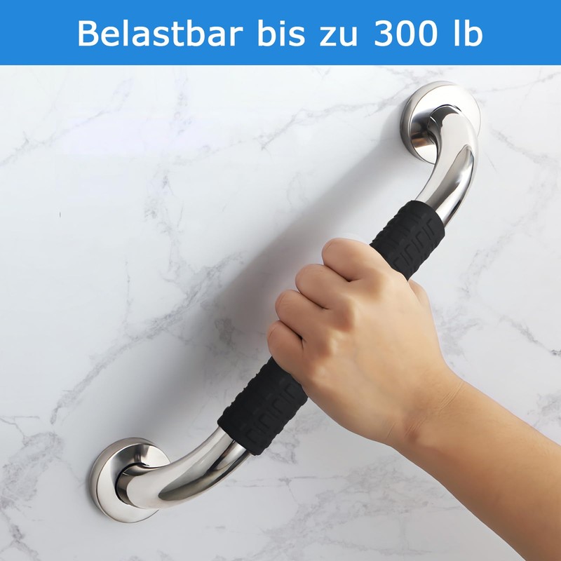 Grab Bars for Seniors, Shower and Steps, Black, 30 cm