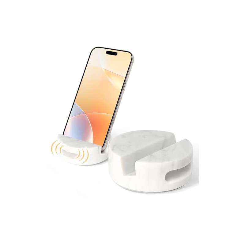 Elegant White Marble Phone Stand with Sound Amplification