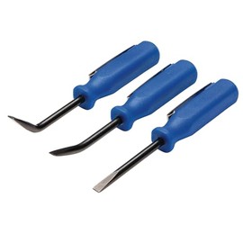 Draper 30598 3pc Mini Pocket Pry Bar Set, 125mm, Blue - Straight, 27° and 55° - CRV Blades, Plastic Handle with Pocket Clip