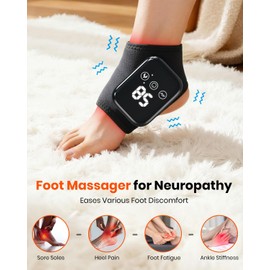 Foot Renew Massager for Neuropathy, 3-in-1 Cordless & Portable Foot and Ankle Massager for Heel, Arch & Ankle Relief, 3-Level Vibration & Heat, Ideal Gift, Includes Extension Strap (Black)
